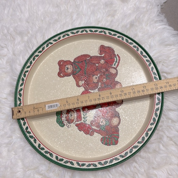 Vintage 1987 Polpourri Press Metal Christmas Holiday Tray Bear Family Cute Plate - Picture 7 of 8